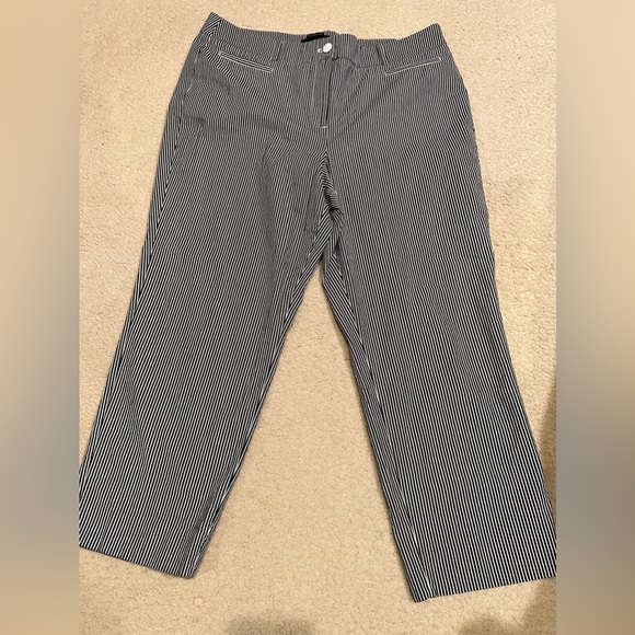 Talbots Pants - Talbots the perfect crop blue/white stripe pants size 14